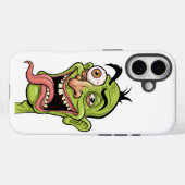 Funny Green Zombie Karikatur iPhone Case (Rückseite (Horizontal))