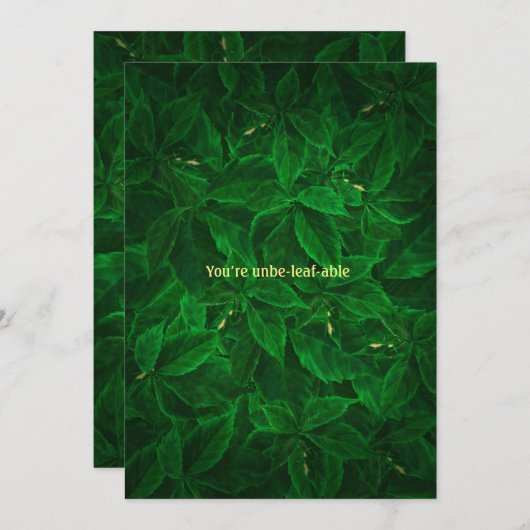 Funny Greenery Unbe-Leaf-able Danke-Card Dankeskarte (Vorne/Hinten)