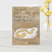 Funny Greetings Card - 'early bird catches the...' Karte (Gelbe Blume)