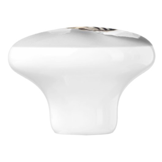 Funny Grey Cat Popping Through Torn Paper Illusion Keramikknauf (Seitenansicht)