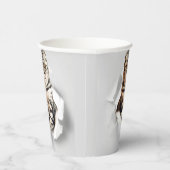 Funny Grey Cat Popping Through Torn Paper Illusion Pappbecher (Rechts)