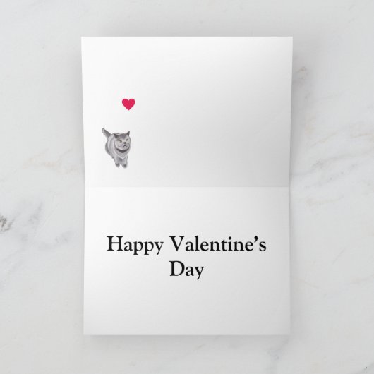 Funny Grey Cat Valentine Karte (Innenseite)