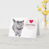 Funny Grey Cat Valentine Karte (Gelbe Blume)