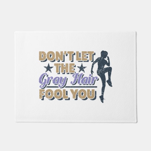 Funny Grey Hair Running Zitat - Älterer Runner Fußmatte (Vorderseite)