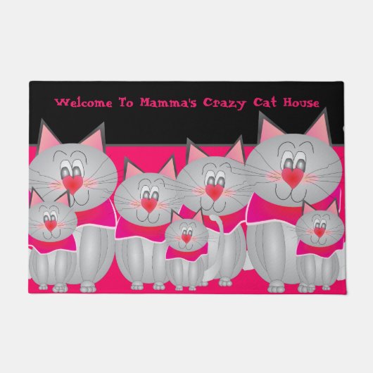 Funny Grey Kitty Cat Designed Front Fußmatte (Vorderseite)