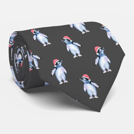 Funny Grey Penguin Animal Lover Krawatte (Gerollt)