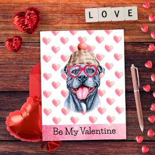 Funny Grey Pitbull Be My Valentine Dog Valentine Feiertagspostkarte