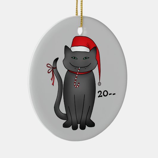 Funny Grey Weihnachtskitty Keramikornament (Rechts)