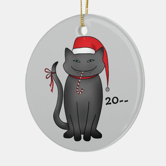 Funny Grey Weihnachtskitty Keramikornament (Links)