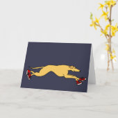 Funny Greyhound Hund Running in Red Sneakers Art Karte (Gelbe Blume)