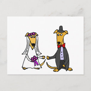 Funny Greyhound Hunde Brie and Groom Postkarte
