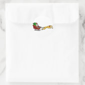 Funny Greyhound Pulling Christmas Sleigh Runder Aufkleber (Tasche)
