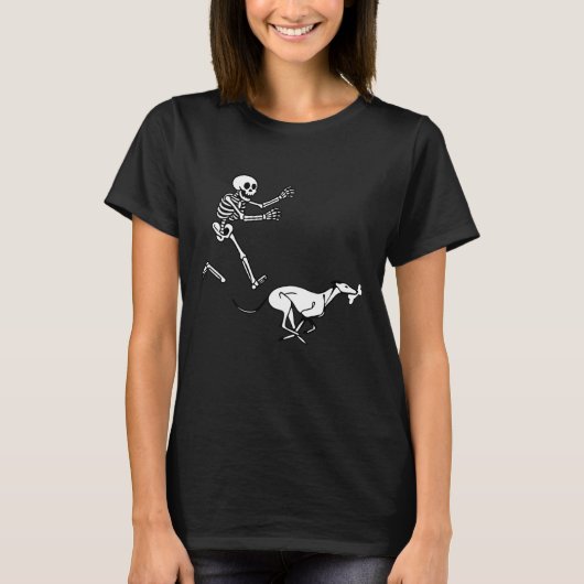 Funny Greyhound Running Skeleton Halloween T-Shirt (Vorderseite)