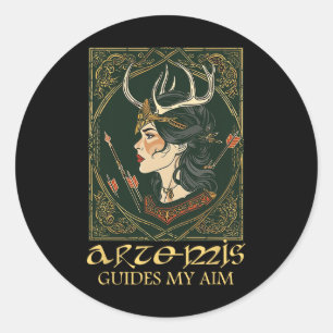 Funny Griechisch Goddess Artemis Deer Junting Myth Runder Aufkleber