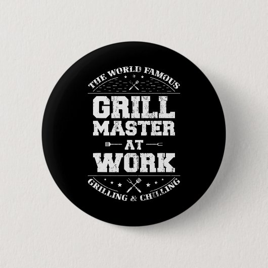 Funny Grill Master Grillen Koch Geräuchertes Fleis Button (Vorderseite)