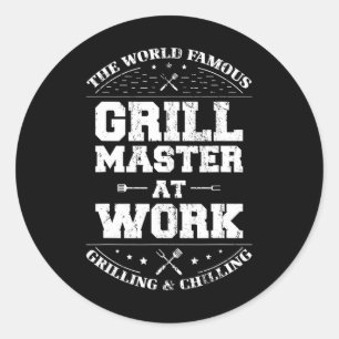 Funny Grill Master Grillen Koch Geräuchertes Fleis Runder Aufkleber