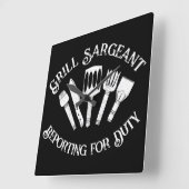 Funny Grill Sargeant" - GRILLEN Geschenk für Men B Quadratische Wanduhr (Winkel)