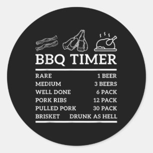 Funny Grill Sprichwort Grillen Timer Grillen Beer  Runder Aufkleber