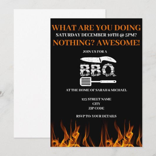 Funny GRILLEN Backyard Partys Einladung (Vorne/Hinten)