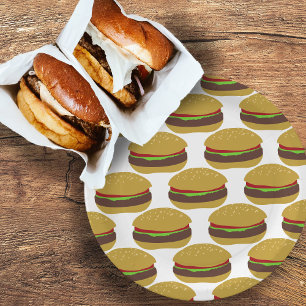 Funny GRILLEN Burger Pattern Pappteller