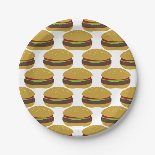 Funny GRILLEN Burger Pattern Pappteller (Vorderseite)