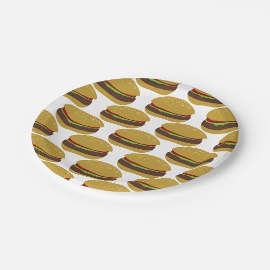 Funny GRILLEN Burger Pattern Pappteller (Schrägansicht)