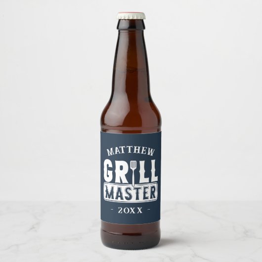 Funny GRILLEN Grill Master Personalisiert Barbecue Bierflaschenetikett (Vorderseite)