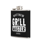 Funny GRILLEN Grill Master Personalisiert Barbecue Flachmann (Links)