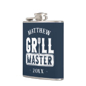 Funny GRILLEN Grill Master Personalisiert Barbecue Flachmann (Links)