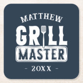 Funny GRILLEN Grill Master Personalisiert Barbecue Rechteckiger Pappuntersetzer (Vorderseite)