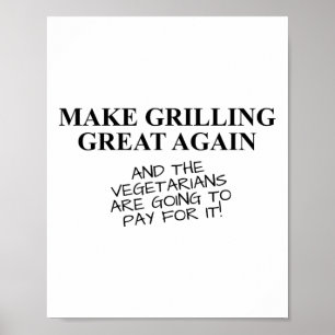 Funny Grillen Grilling Rauchen Lover T Shirt Trump Poster