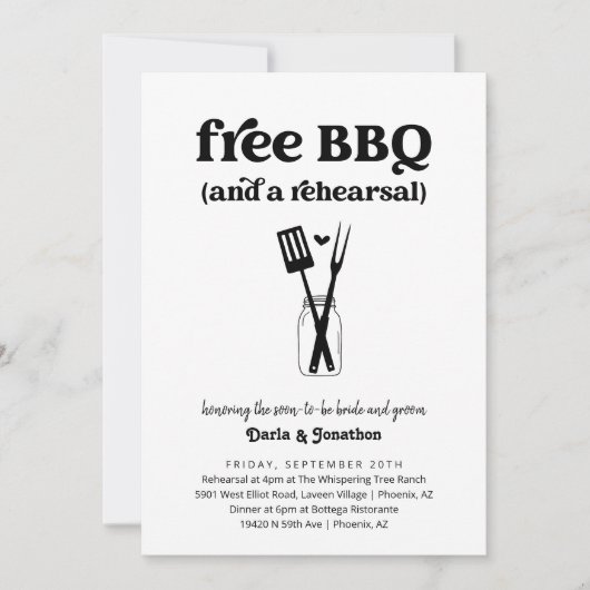 Funny GRILLEN Hochzeit Probe Dinner Einladung (Vorderseite)