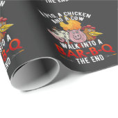 Funny GRILLEN Joke Pig Chicken Kuh Barbecue Spaß Geschenkpapier (Rolleneckpunkt)