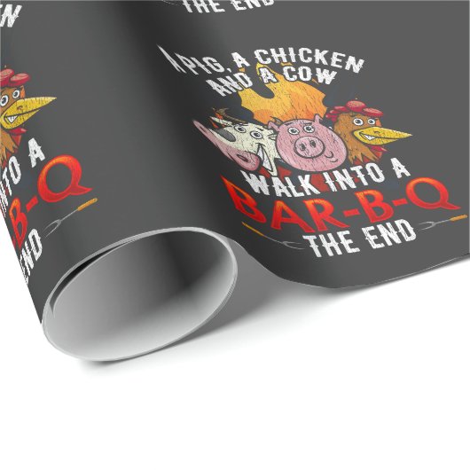 Funny GRILLEN Joke Pig Chicken Kuh Barbecue Spaß Geschenkpapier (Rolleneckpunkt)