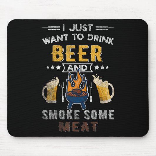 Funny Grillen Koch Bier Geräuchertes Fleisch Lover Mousepad (Vorne)