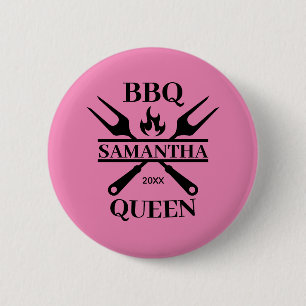 Funny GRILLEN Personalisiert Barbecue Queen Schürz Button
