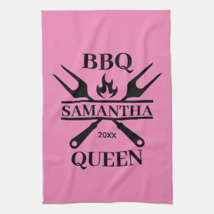 Funny GRILLEN Personalisiert Barbecue Queen Schürz Geschirrtuch