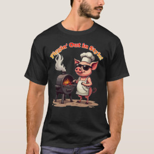 Funny GRILLEN Pig "Piggin' Out in Style" T - Shirt