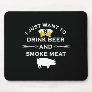 Funny Grillen Shirt Drink Bier Rauch Fleisch Grill Mousepad