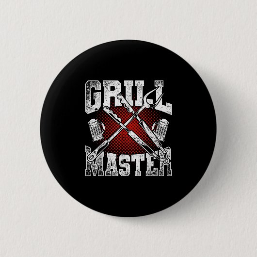 Funny Grillen Steak Grill Master geräuchert Fleisc Button (Vorderseite)