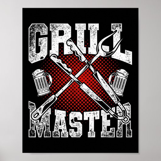 Funny Grillen Steak Grill Master geräuchert Fleisc Poster (Vorne)