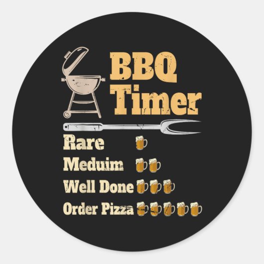 Funny Grillen Timer Grilling Runder Aufkleber (Vorderseite)