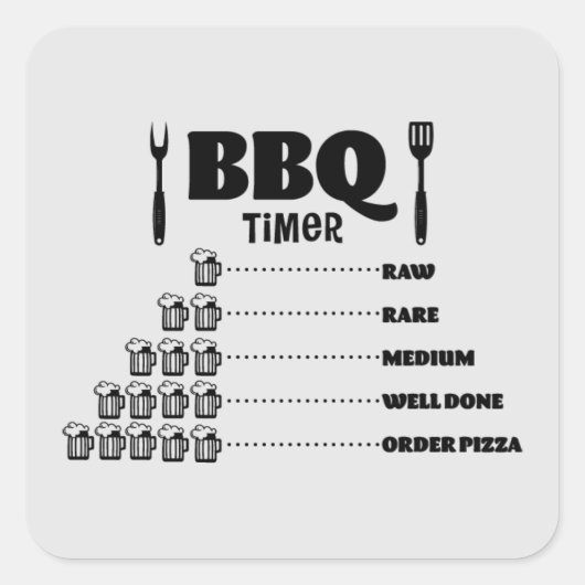 Funny GRILLEN Timer Worart Quadratischer Aufkleber (Vorderseite)