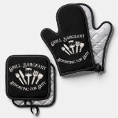 Funny Grilling Gift: Grill Sargeant Ofenhandschuh & Topflappen-Set (Vorderseite/Rückseite)