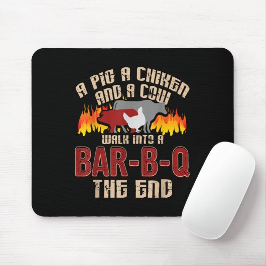 Funny Grilling Grillen Shirt Pig Chicken Cow Grill Mousepad (Mit Mouse)