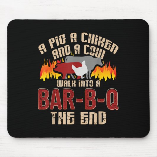 Funny Grilling Grillen Shirt Pig Chicken Cow Grill Mousepad (Vorne)