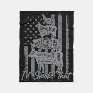Funny Grilling Shirt Us Flag Ich rauche den 4. Fleecedecke