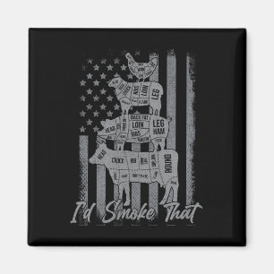 Funny Grilling Shirt Us Flag Ich rauche den 4. Magnet