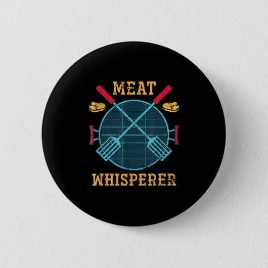 Funny Grillmaster geräuchertes Fleisch Steak Lover Button (Vorderseite)