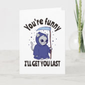 Funny Grim Reaper Cat Halloween Anzug Karte (Vorderseite)